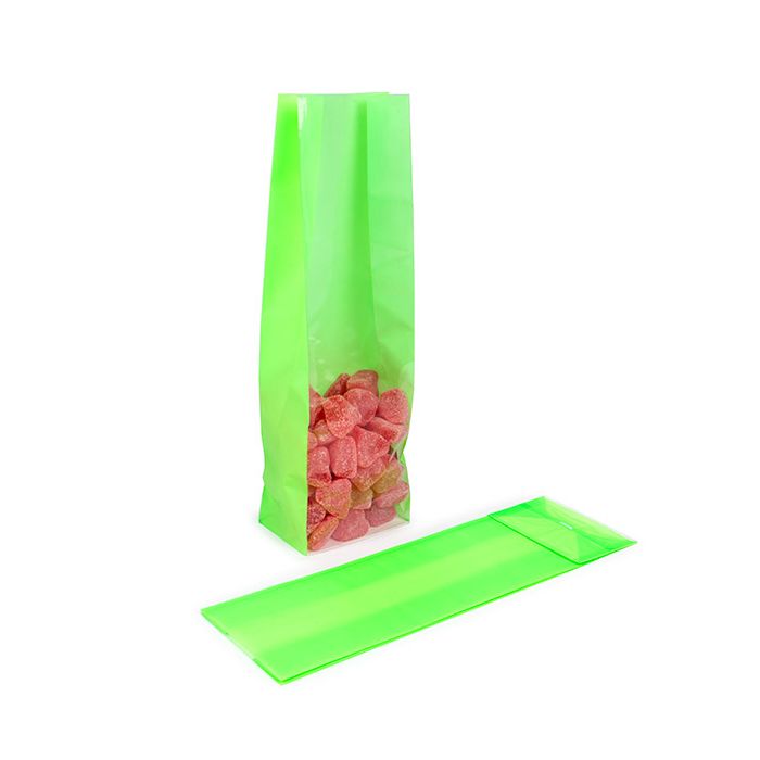 Blockbottenpåsar Neon grön 8,9x5,7x30,5 cm med pappersinsats (100 St) [FGPB16NG]