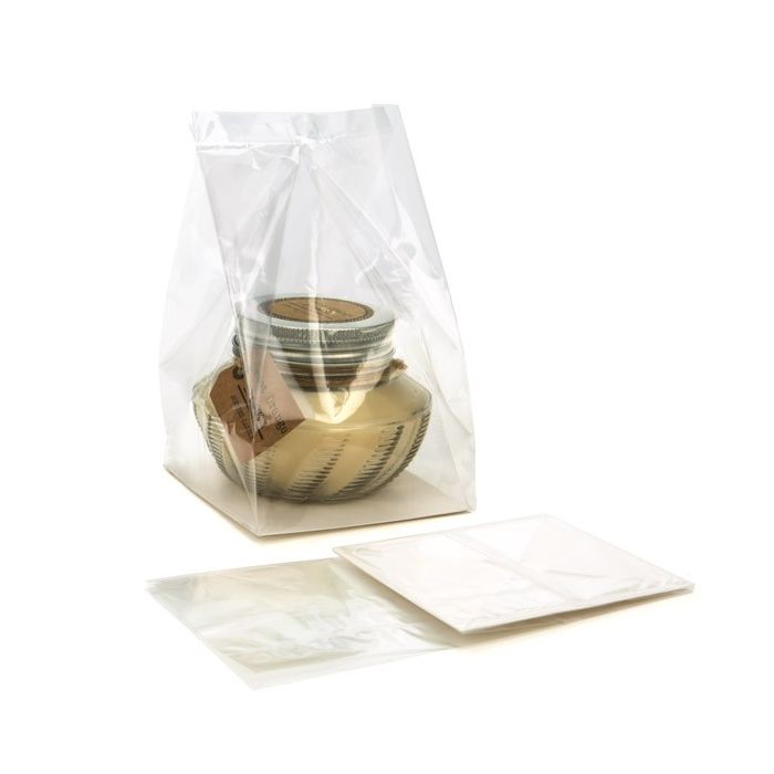 Cellofanpåsar med botten 10,2x10,2x17,8cm med pappersinsats (100 st) [FGPBH9]