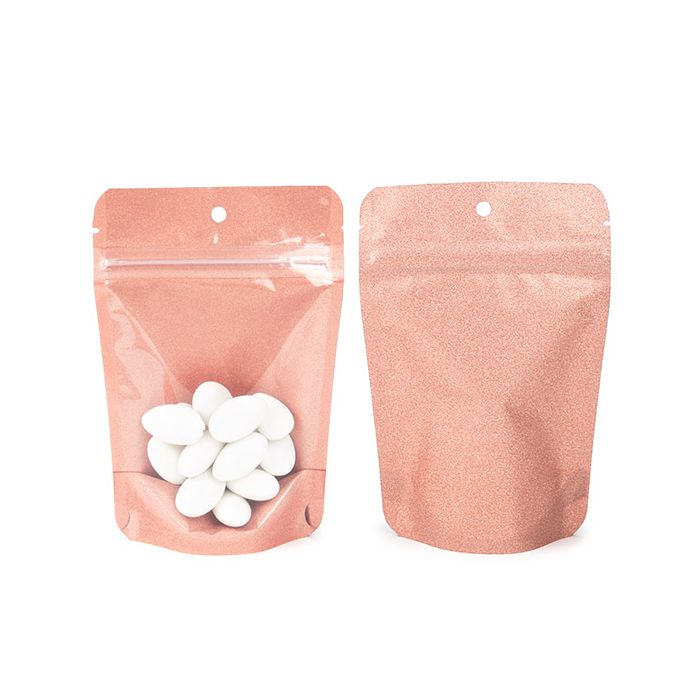 Stå upp påsar 10.2x6x15.2 cm Rose Gold Glitter (100 st) [ZBG2GLRG]