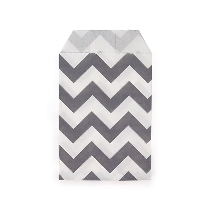 Papperspåsar vita med svarta Chevron-strimmor 7,6x12,7 cm (100 st) [GPB35CS]