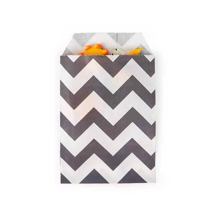 Papperspåsar vita med svarta Chevron-strimmor 7,6x12,7 cm (100 st) [GPB35CS]