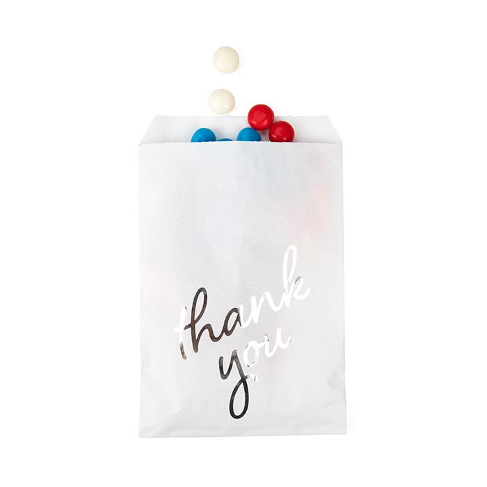 Papperspåsar vita med silver tack 12,7x20,3 cm (100 st) [GPB58ST]