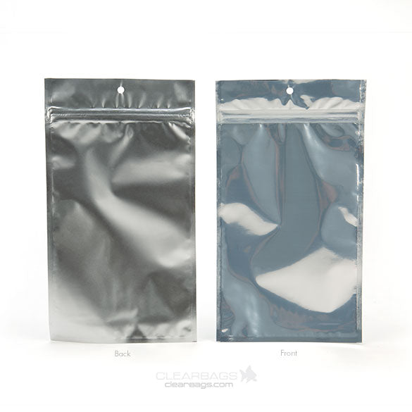 Blixtlåspåsar Transparent/Silver 12,5x21cm (100 st) [HZBB6S]