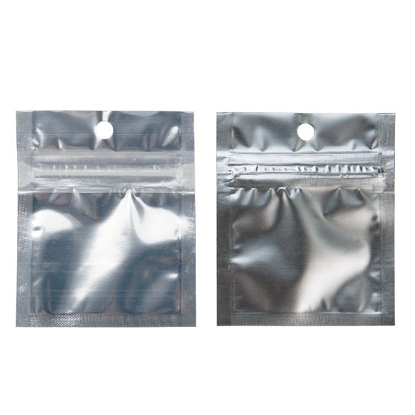 Blixtlåspåsar Transparent/Silver 5x5cm (100 st) [HZBB9S]