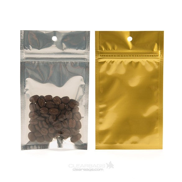 Blixtlåspåsar Transparent/Guld 7,5x11,5cm (100 st) [HZBB3CG]