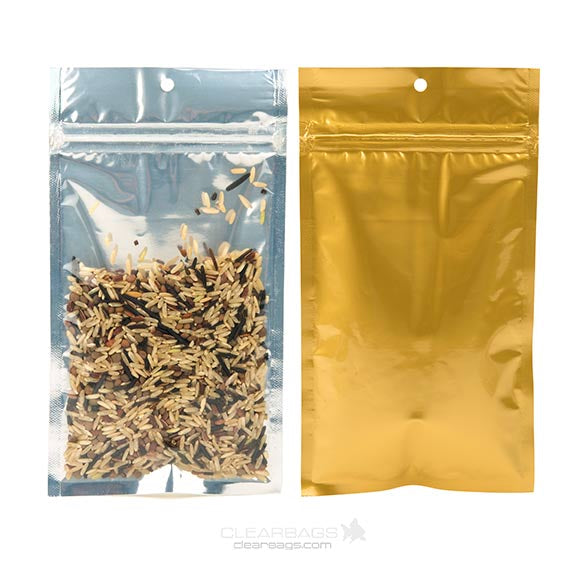 Blixtlåspåsar Transparent/Guld 10,2x16,5cm (100 st) [HZBB5CG]