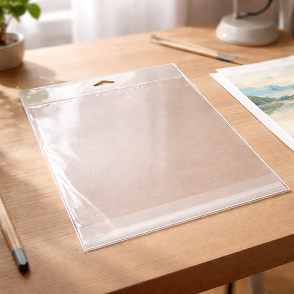 Cellofanpåsar med Eurohål 21,4x26cm Transparent med Tejpremsa (100 st) [HB108]