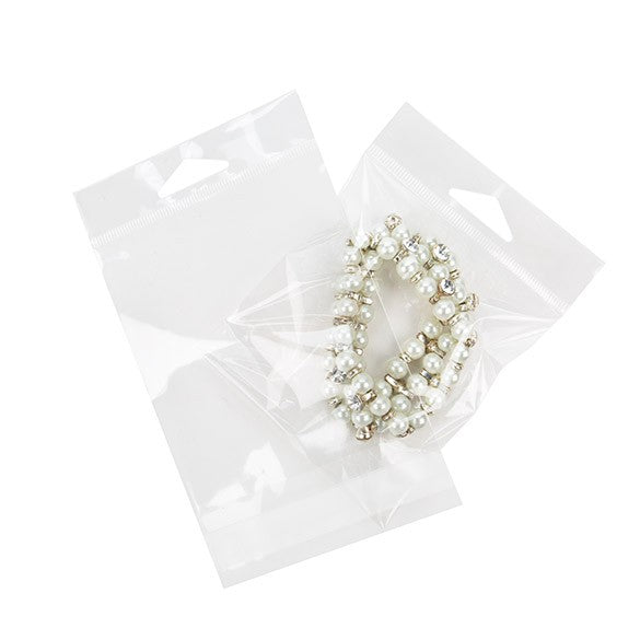 Cellofanpåsar med Eurohål 9,4x10,6cm Transparent med Tejpremsa (100 st) [HB3X4]