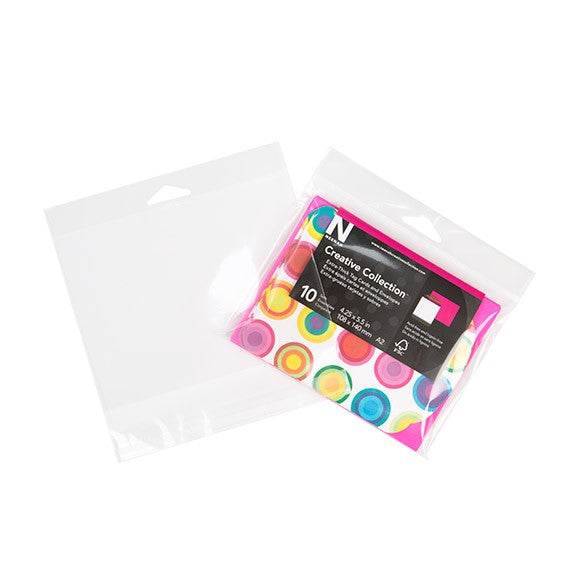 Cellofanpåsar med Eurohål 16,4x11,7cm Transparent med Tejpremsa (100 st) [HB56S]