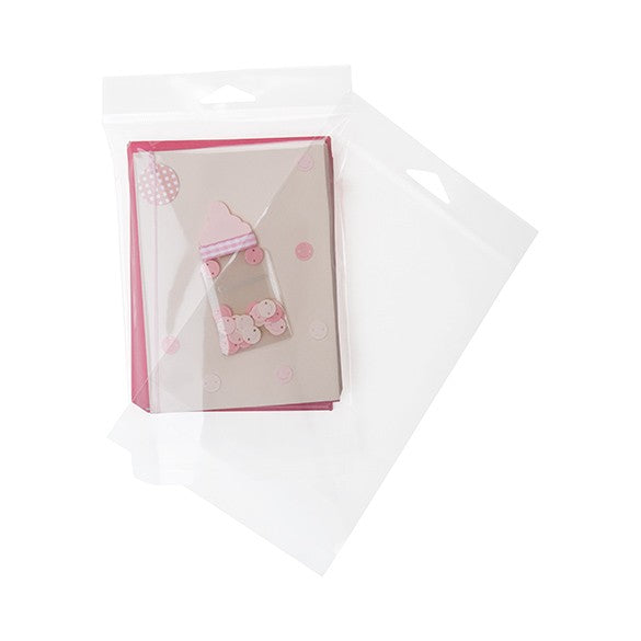 Cellofanpåsar med Eurohål 12,7x15,2cm Transparent med Tejpremsa (100 st) [HB5B2]