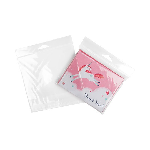 Cellofanpåsar med Eurohål 15,2x11,4cm Transparent med Tejpremsa (100 st) [HB64]