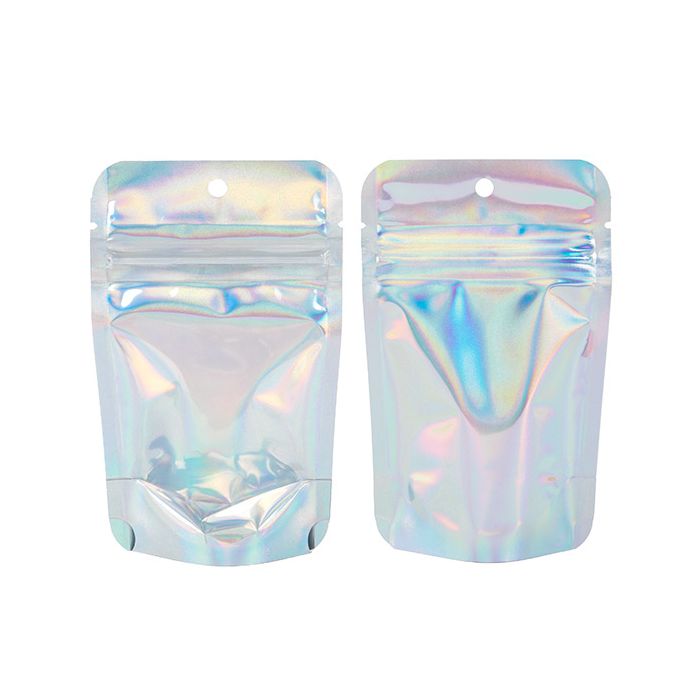 Stå upp påsar Transparent/Iridescent/Holographic 7,9x5,1x13cm Med hängande hål (25 st) [ZBGH1C]