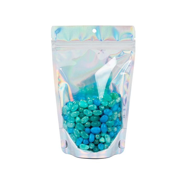 Stå upp påsar Transparent/Iridescent/Holographic 13x7,9x20,6cm Med hängande hål (25 st)[ZBGH3C]