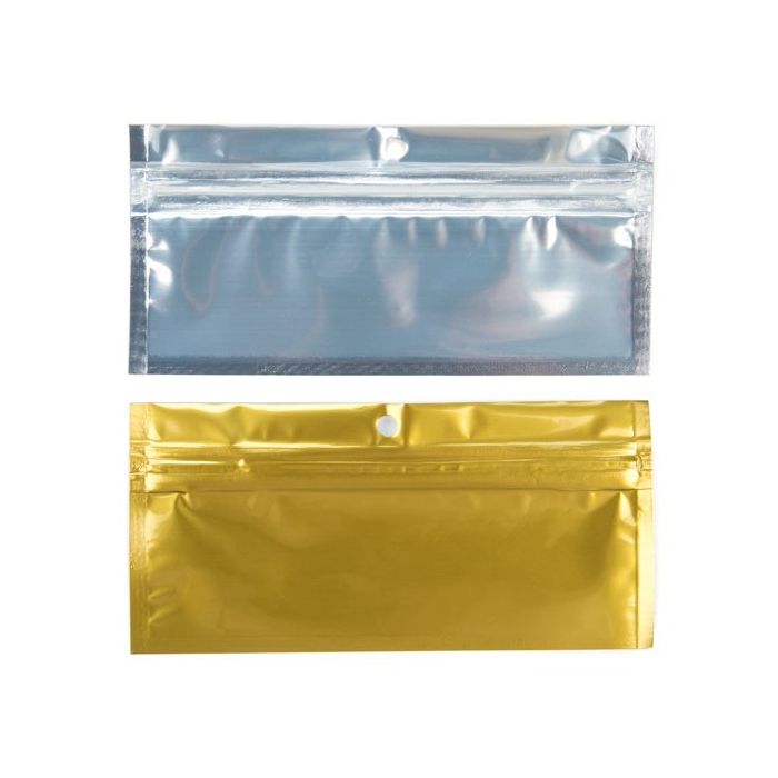 Grip Seal Bags Transparent/Gold 14x4.5cm