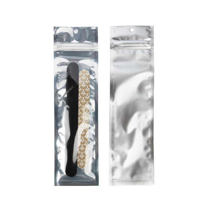 Blixtlåspåsar Transparent/silver 6,4x22,9 cm (100 st) [HZBB1CS]