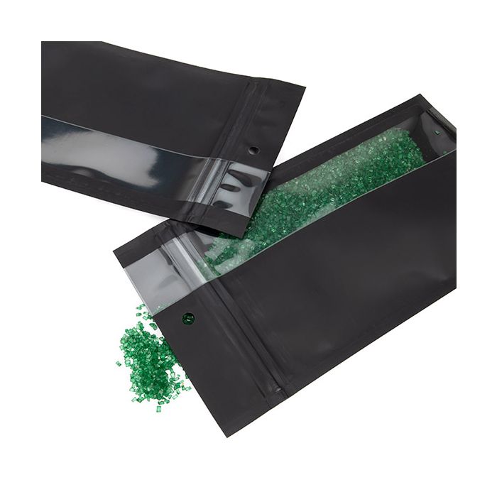 Blixtlåspåsar Matt svart med vertikalt fönster 10,2x16,5 cm (100 st) [HZBV5MB]