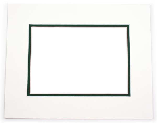 Mount Board Double thick White/dark Green 40.6x50.8cm with 27x34.6cm Window