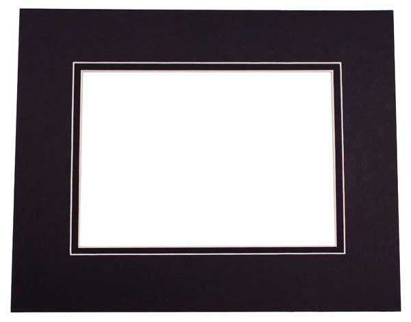Passepartout Dubbel tjock Svart/Svart 40,6x50,8cm med 27x34,6cm Fönster (10 st) [MD20135]