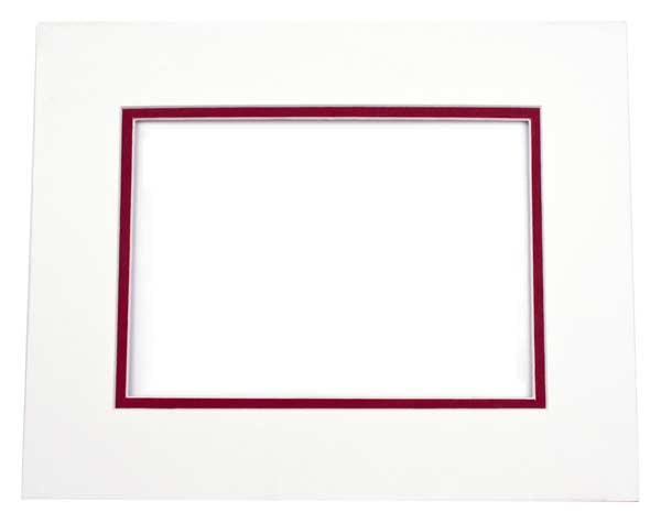 Passepartout Dubbel tjock Elfenben/Tegelröd 12,7x17,8cm med 9,2x14,3cm Fönster (10 st) [MD20115]
