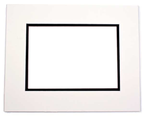 Passepartout Dubbel tjock Elfenben/Svart 12,7x17,8cm med 9,2x14,3cm Fönster (10 st) [MD20129]