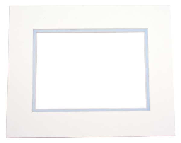Passepartout Dubbel tjock Elfenben/Ljus Blå 40,6x50,8cm med 27x34,6cm Fönster (10 st) [MD20030]