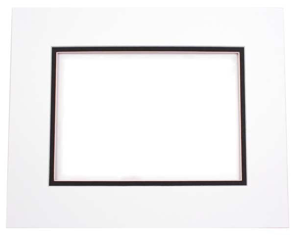Passepartout Dubbel tjock Vit/Svart 45,7x61cm med 32,1x47,3cm Fönster (10 st) [MD20098]