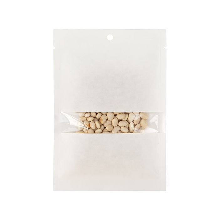 Kraftpåsar vita ekofiendly 10,2x15,2 cm förslutningsbara med fönster (100 st) [KHS46WKW]