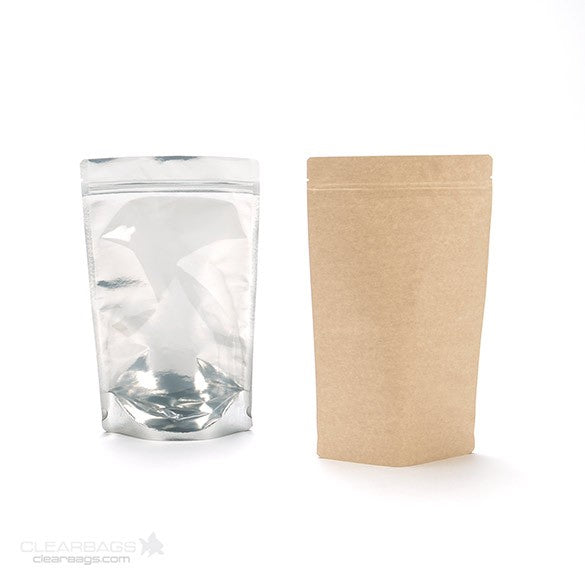 Stå upp påsar Transparent/Kraft 17x9x28,5cm | 340 gram (100 st) [ZBGK4]