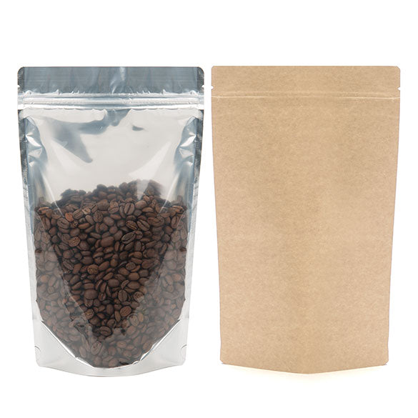 Stå upp påsar Transparent/Kraft 17x9x28,5cm | 340 gram (100 st) [ZBGK4]