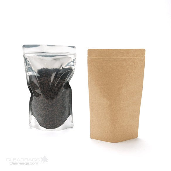 Stå upp påsar Transparent/Kraft 17x9x28,5cm | 340 gram (100 st) [ZBGK4]