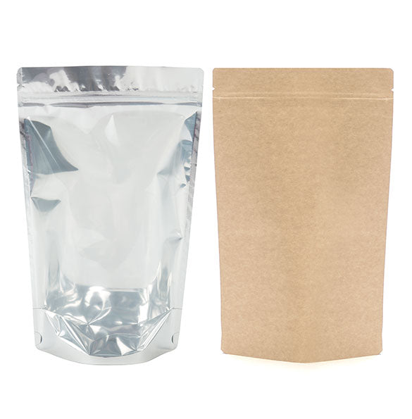 Stå upp påsar Transparent/Kraft 17x9x28,5cm | 340 gram (100 st) [ZBGK4]