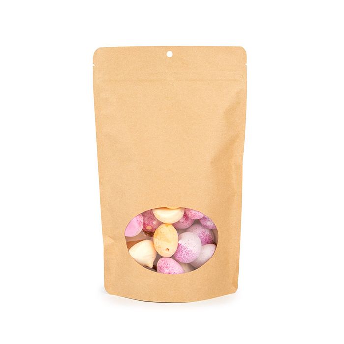 Stand Up Pouches Kraft Compostable 17.1x8.9x28.6 cm with oval Window