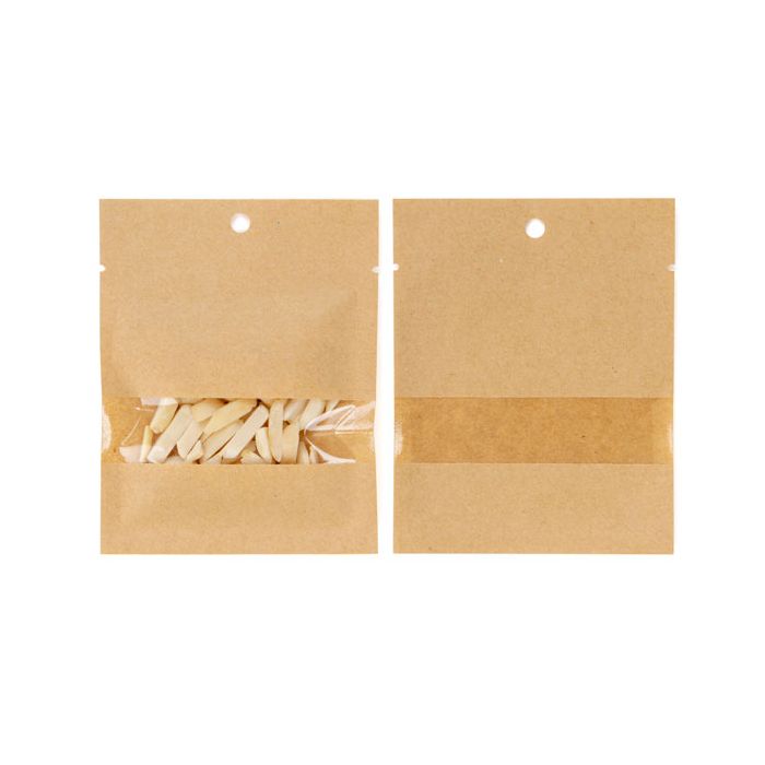 Kraftpåsar Komposterbar 7,6x10,2cm med Fönster och förseglingsbart (100 st) [KHS34W]