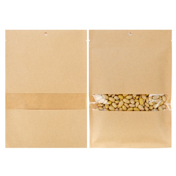 Kraftpåsar Komposterbar 15,2x22,9cm med Fönster och förseglingsbart (100 st) [KHS69W]