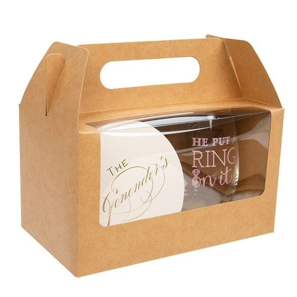 Kraftpapperslåda med handtag 17,8x10,2x10,2 cm med fönster (25 st) [WKRG173]