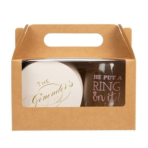 Kraftpapperslåda med handtag 17,8x10,2x10,2 cm med fönster (25 st) [WKRG173]