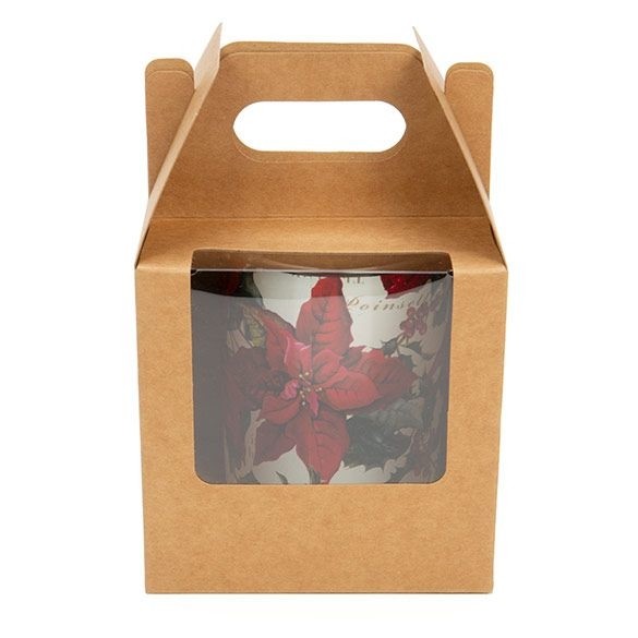 Kraftpapperslåda med handtag 10,2x10,2x10,2 cm med fönster (25 st) [WKRG57]