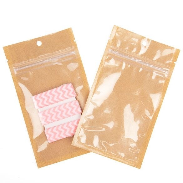 Kraftbarriärpåsar med klar framsida 7,6 x 11,4 cm med rivningsknappar (100 st) [HZB3KC]