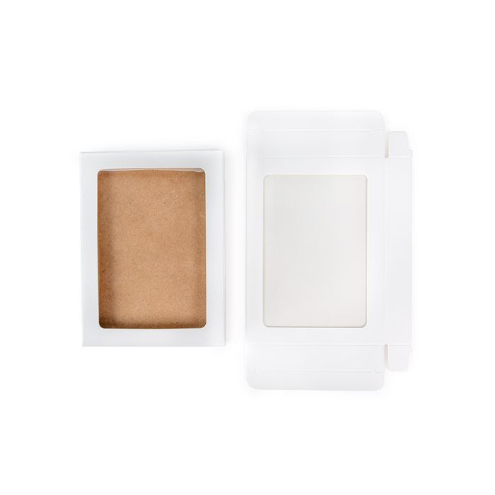 Vit presentförpackning es Window Box med fästa fönster 10,2x2,1x13,8 cm (25 st) [WKRGW313]