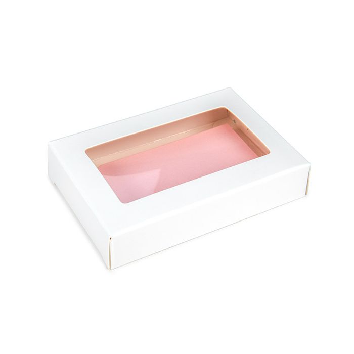 Vit presentförpackning es Window Box med fästa fönster 7x2,1x10,3 cm (25 st) [WKRGW317]