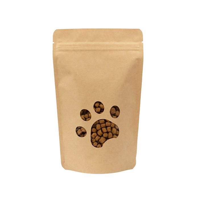 Stå upp påsar Kraft Stora Paw Print Shaped Window 13x7.9x20.6 cm (25 st) [ZBGW3KSP]