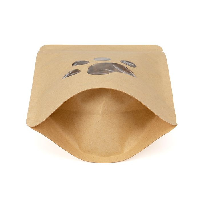 Stå upp påsar Kraft Stora Paw Print Shaped Window 13x7.9x20.6 cm (25 st) [ZBGW3KSP]