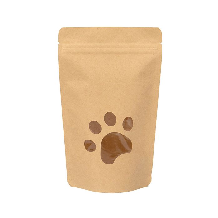 Stå upp påsar Kraft Stora Paw Print Shaped Window 13x7.9x20.6 cm (25 st) [ZBGW3KSP]