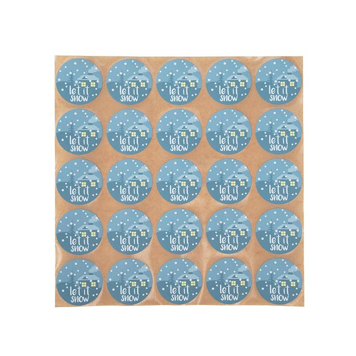 Klistermärken Round Let It Snow (Blå med vit varmstämpel) 3,8 cm (1 ark) [LS1HLIS]