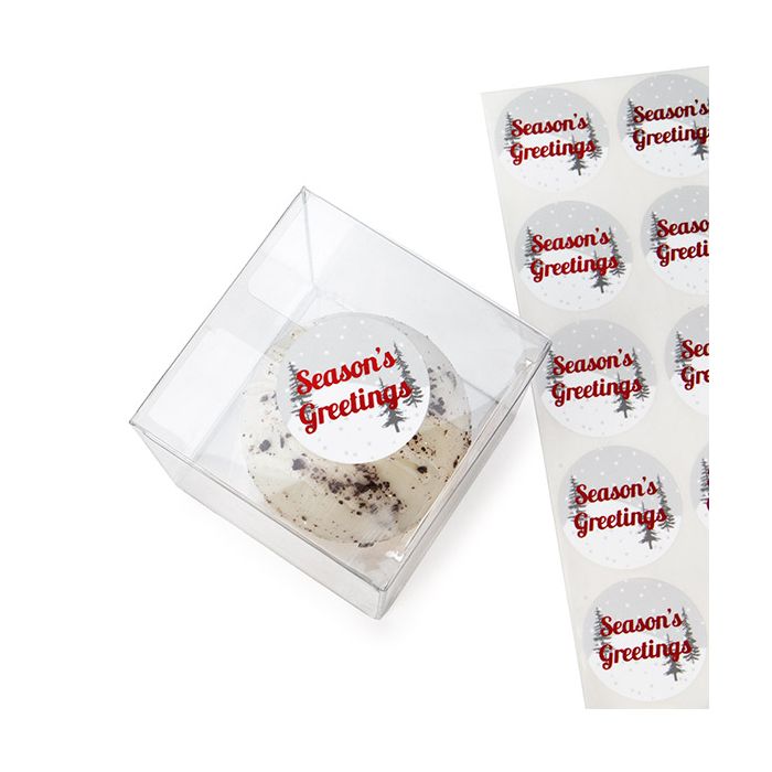 Klistermärken Round Season's Greetings (grå/vit med röd varm stämpel) 3,8 cm (1 ark) [LS1HSG]