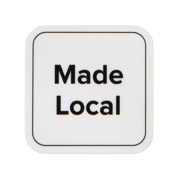 Stickers Square Made Local (White w/ Black Text) 2,5 cm (1 Sheet)