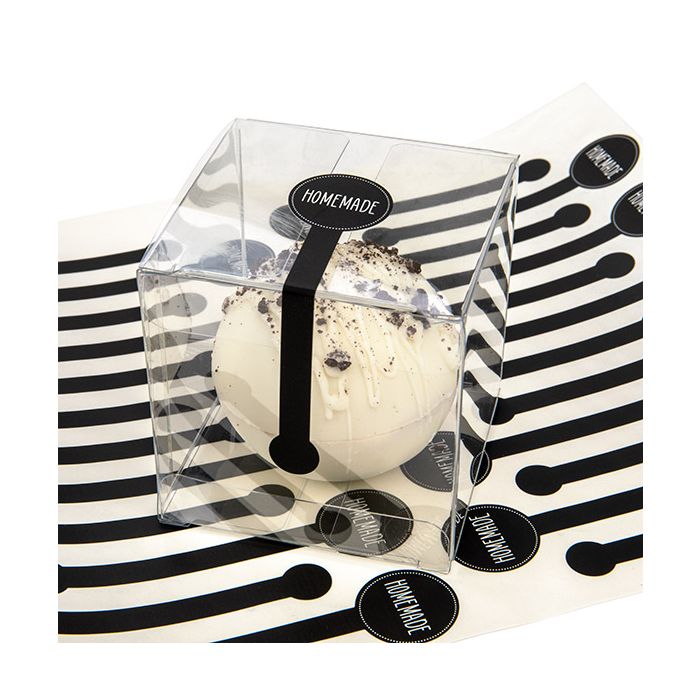 Klistermärken Lollipop Shape Homemade (svart med vit text) 2,5x10,2 cm (1 st) [LSLHOME]