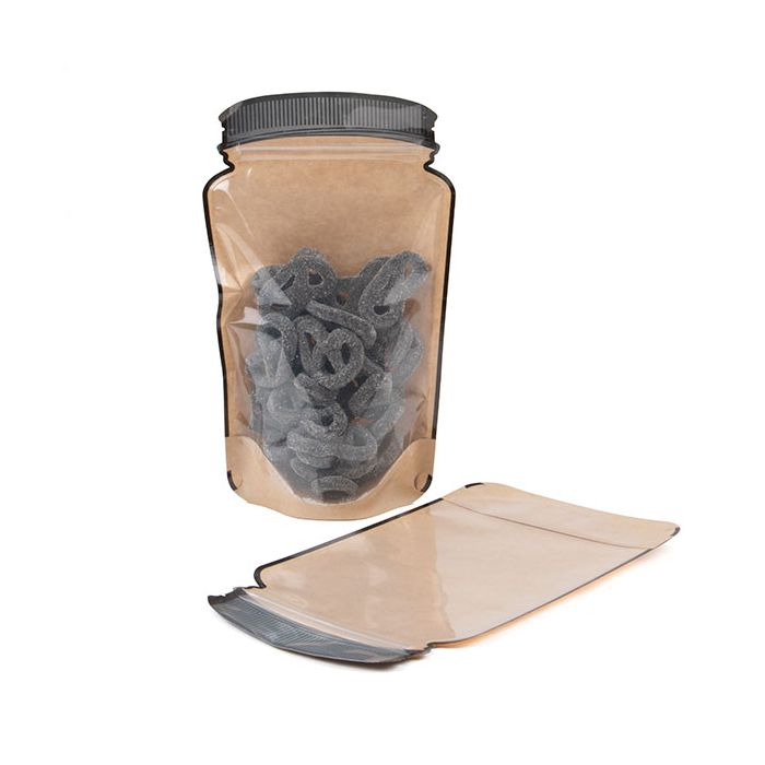 Mason Jar Zipper Pouch Kraft w/ Klart Front 15,2x7,9x25,4cm (100 st) [SP7KCZ]