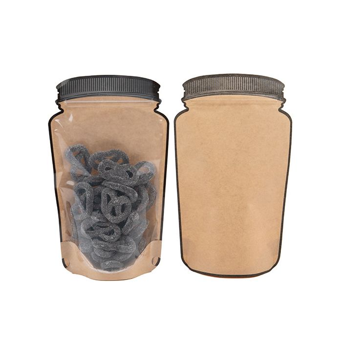 Mason Jar Zipper Pouch Kraft w/ Klart Front 15,2x7,9x25,4cm (100 st) [SP7KCZ]
