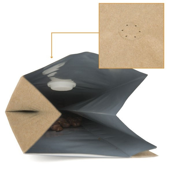 Kaffepåsar Kraft med Ventil 8,6x6,4x33cm Gecoat (50 st) [SGC2K]